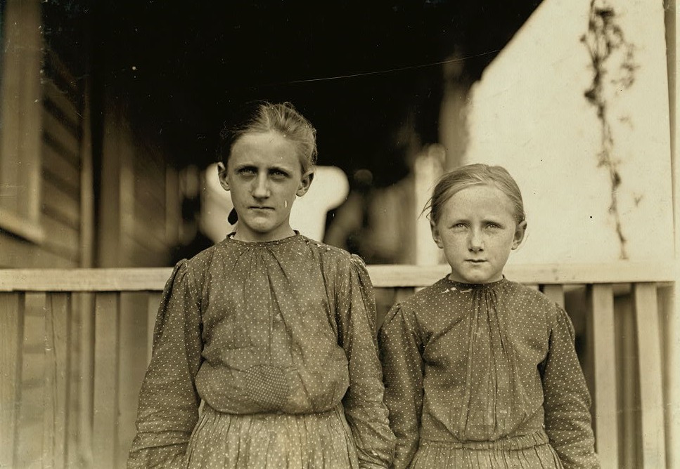 Oldest girl, Minnie Carpenter, House 53 Loray Mill, Gastonia, N.C. Spinner. Makes fifty cents a day of 10 hours. Works four sides. Younger girl works irregularly. Location: Gastonia, North Carolina. November 1908