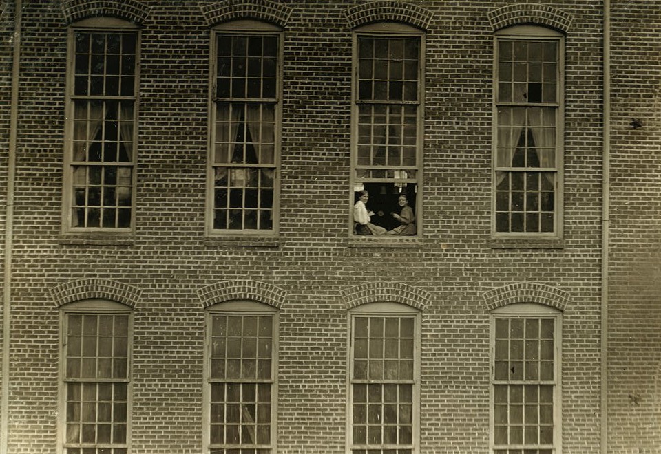 The only photo of the mill children I could get. The superintendent was too suspicious. Many young girls and boys in there on day shift. Some below 12 years old went in on night shift. Location: High Shoals Mills, North Carolina. Nov. 1908 photo by Lewis Hines