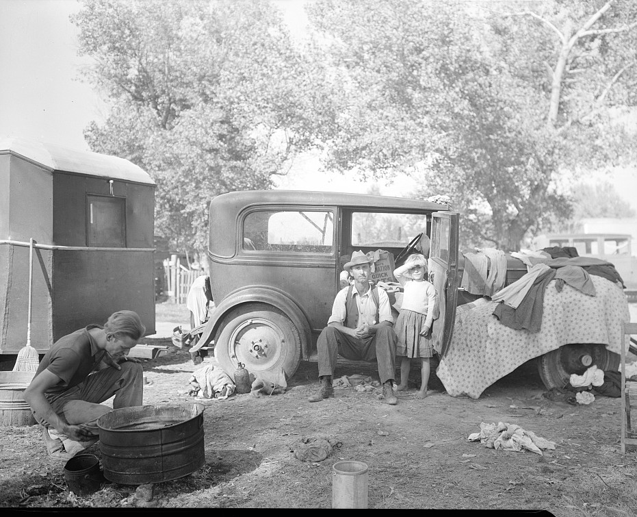 Migratory family in auto camp. California