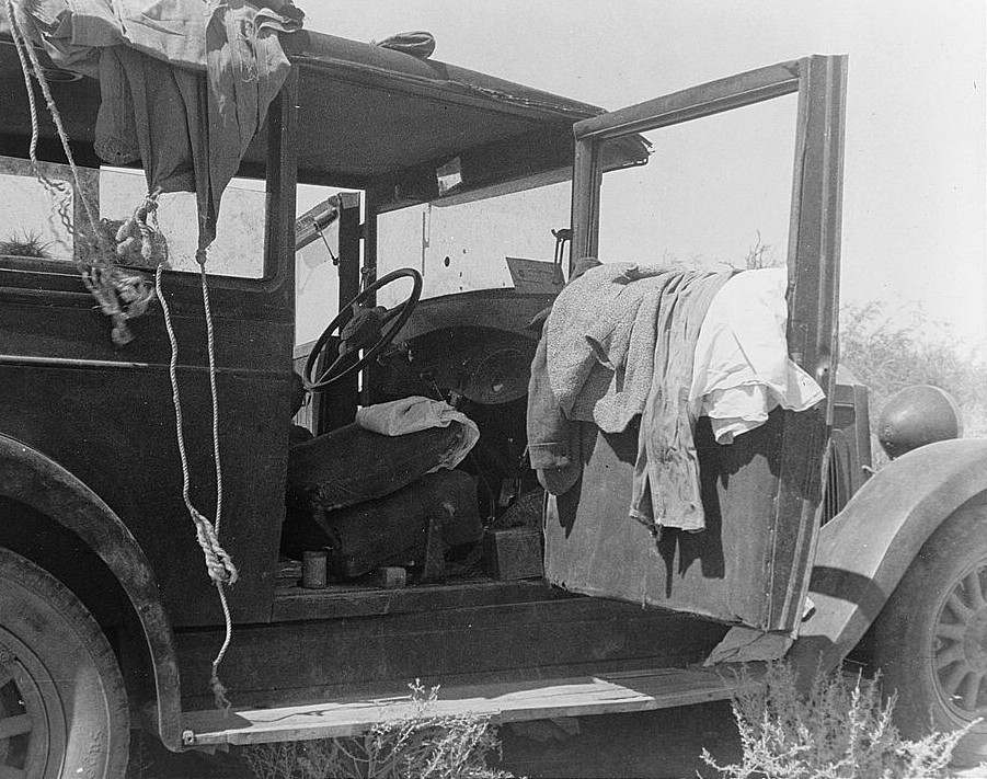 depression - only home truck with clothes