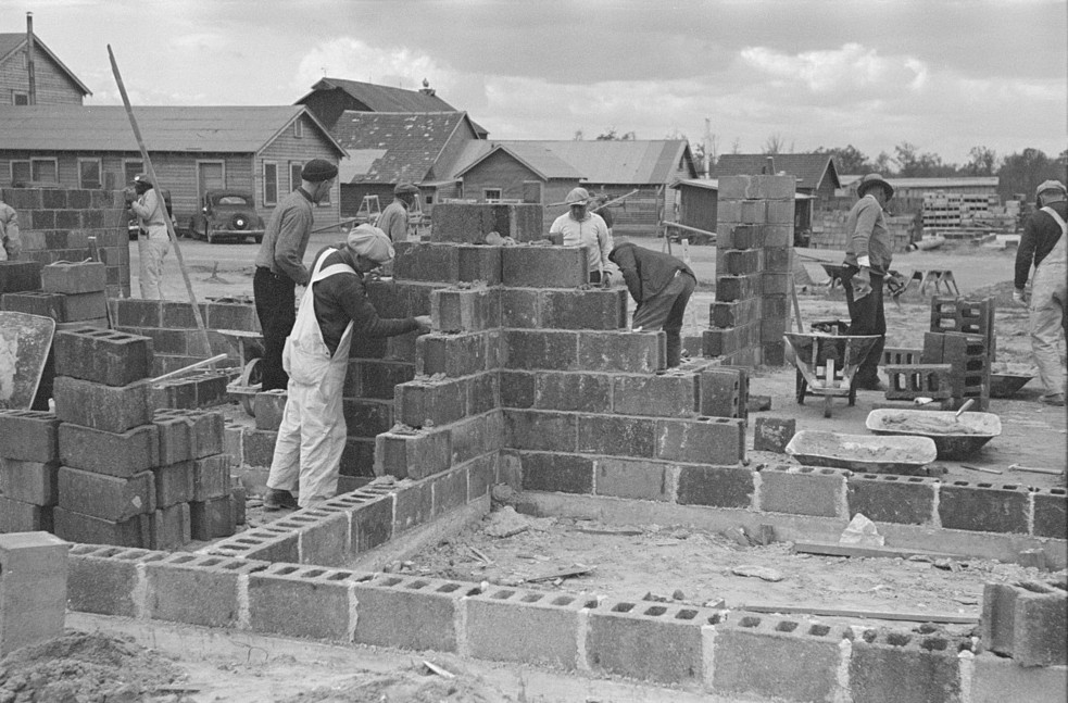 Cinder block construction, Jersey Homesteads, Hightstown, New Jersey nov. 1936 russell Lee