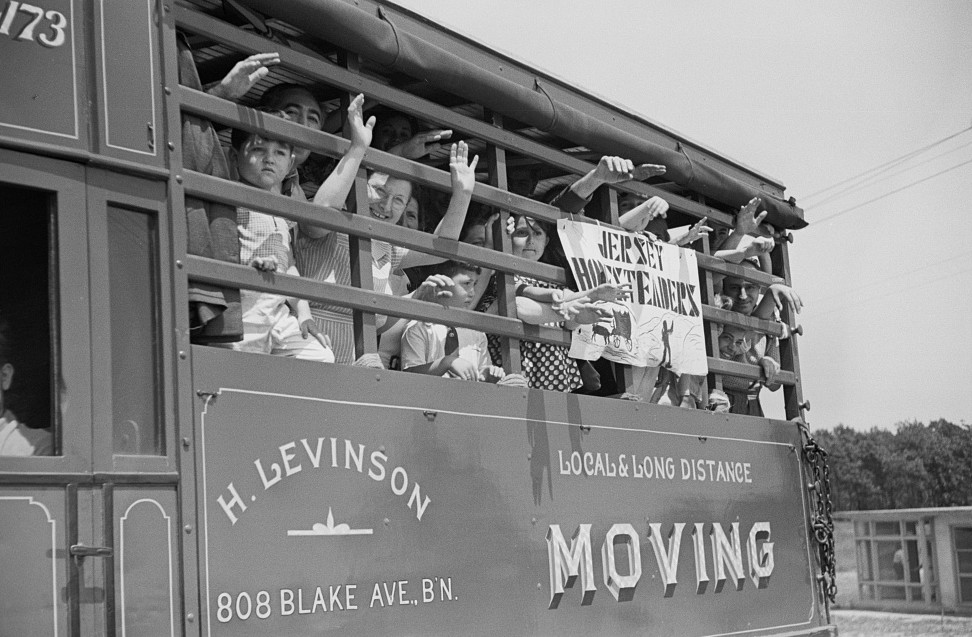 Going to the opening of the garment factory, Hightstown, New Jersey2 Aug 1936