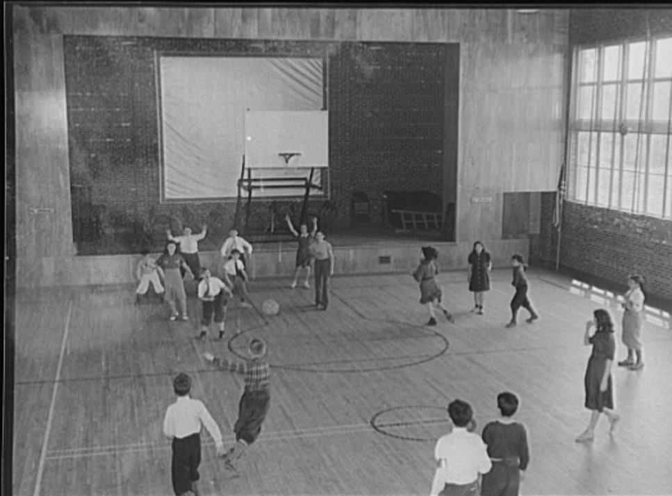 Gymnasium at the Hightstown school. New Jersey 1938 arthur rothstein