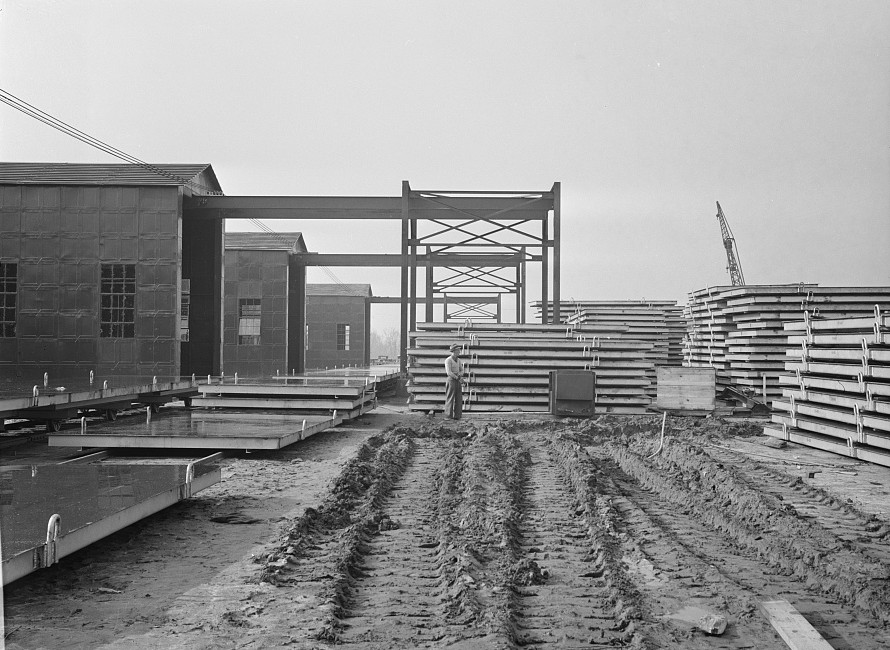 Metal plates to be used in casting concrete slabs at the Jersey Homesteads, a U.S. Resettlement Administration subsistence homestead project