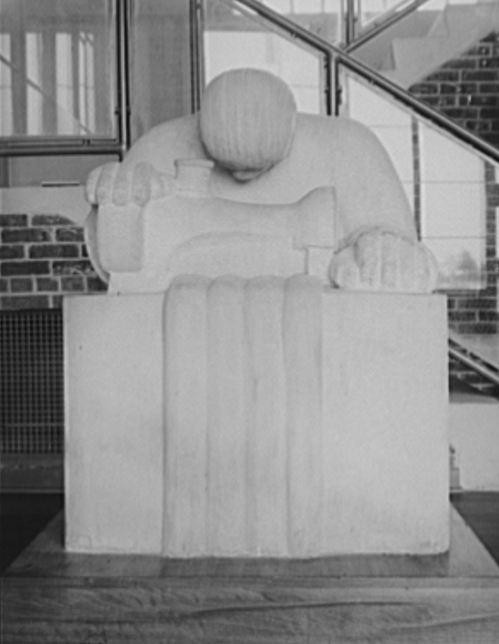 Statue by Lenore Thomas at Jersey Homesteads. Hightstown, New Jersey Arthur Rothstein 1938