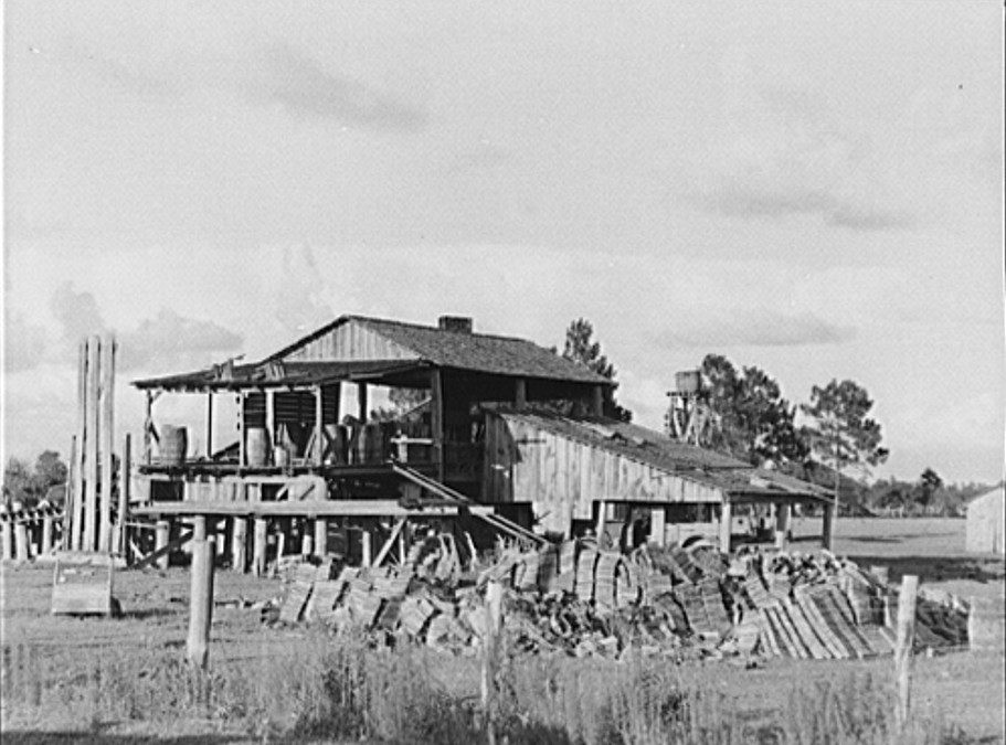 Baker, Florida. The turpentine forests are about gone, but this mill on the edge of Baker still distills the gum June 1942 by John Collier