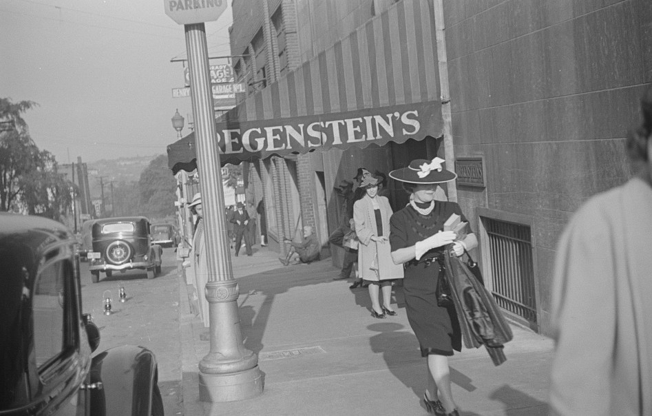 Salesgirl leaving work, Atlanta, Georgia 7may 1939