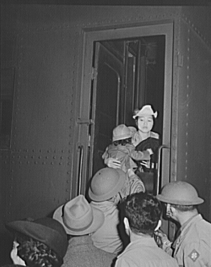 train The evacuation of Japanese-Americans from West coast areas under United States Army war emergency order