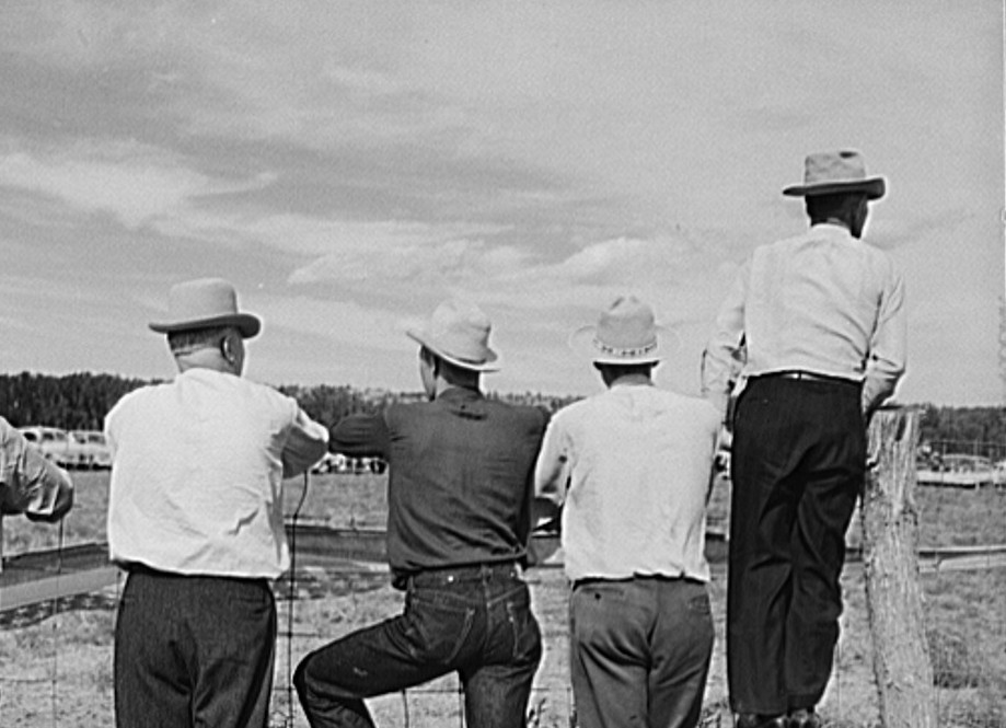 Cowboys and spectators at Ashland rodeo, Montana 1941 by photographer Marion Post Wolcott