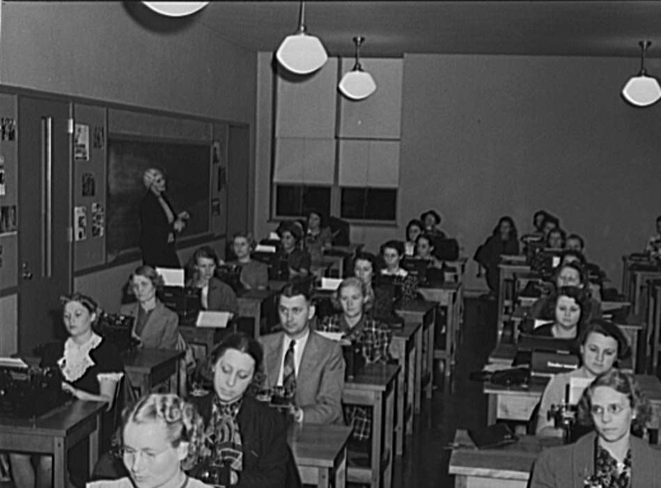 Adult Education typing class Greenhills, Ohio by John Vachon October 1939
