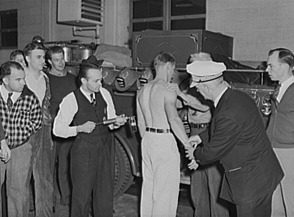 First Aid class for members of volunteer Fire Dept. at Greenhills, Ohio by John Vachon October 1939