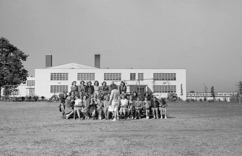 Physical education class for school at Greenhills, Ohio by John Vachon October 1939 2