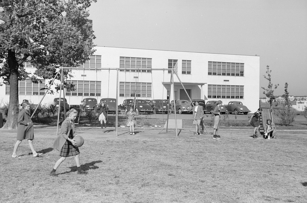 School grounds Greenhills, Ohio October 1939 by John Vachon