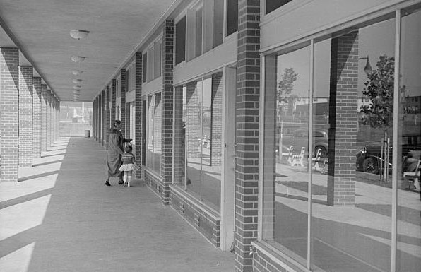 Stores at Greenhills, Ohio Jan. 1938 by photographer John Vachon